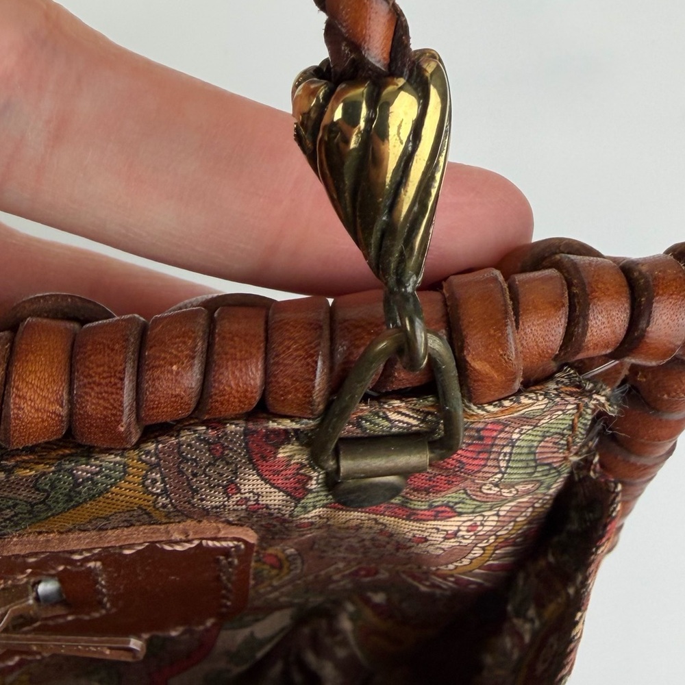 Woven Brown Clutch with Braided Ring Accent - Picture 12 of 15